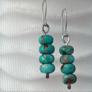 Dangle Earrings 925 Sterling Silver And Serpentine Jasper Beads